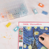 64 Grids 5D Diamond Painting Box Aufbewahrungsbehälter Diamond mit 200 Etikettenaufklebern DT9001